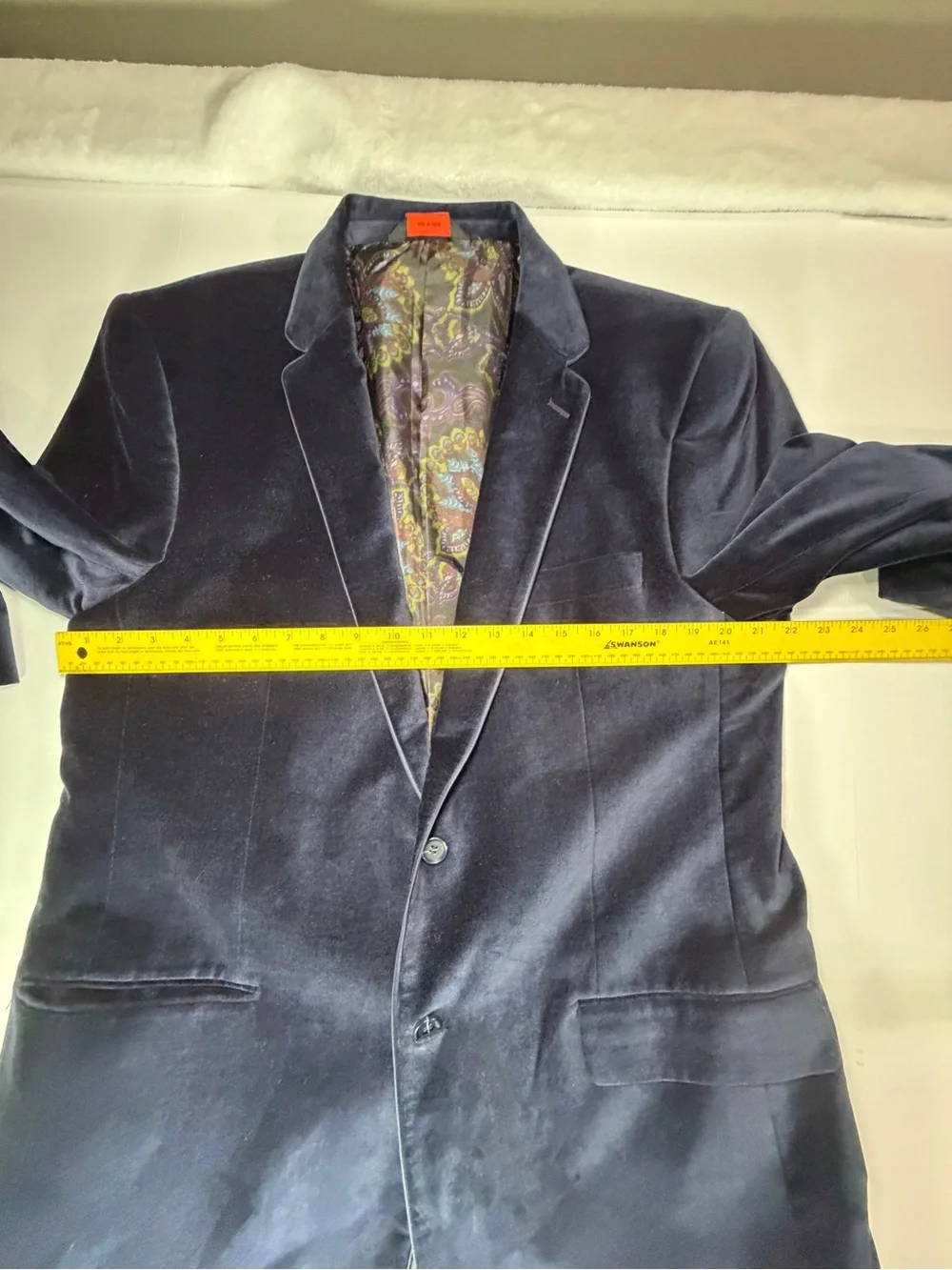 Men's Dark Navy Velvet Sport Coat with Paisley Lining